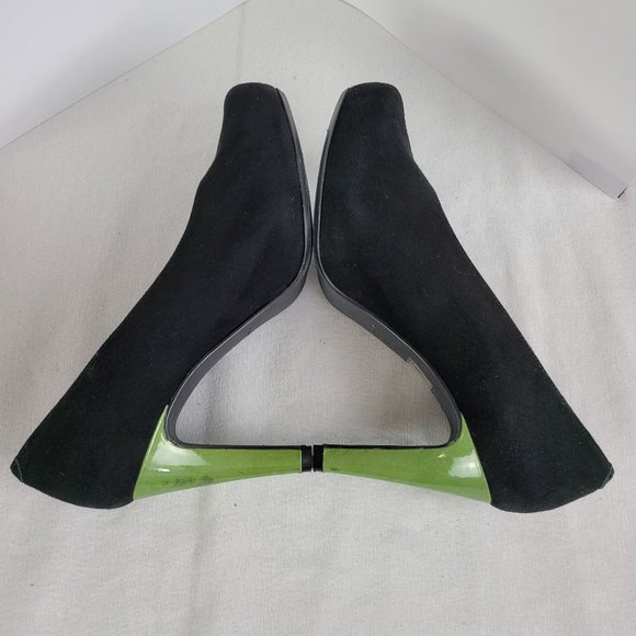 Hester Van Eeghen Black Suede Pumps with Green Heels Women's EU 38 US Size 7.5 - Picture 6 of 7